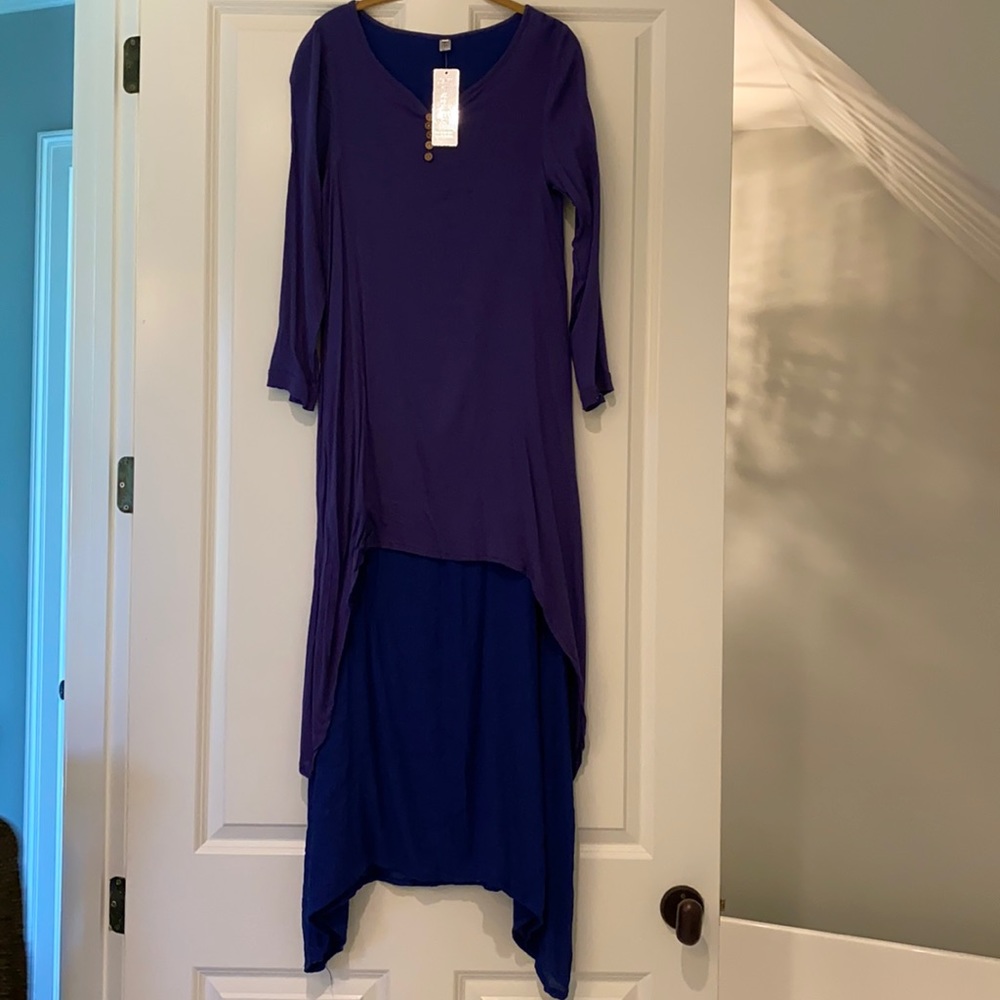 Purple & Navy, high-low, mermaid dress